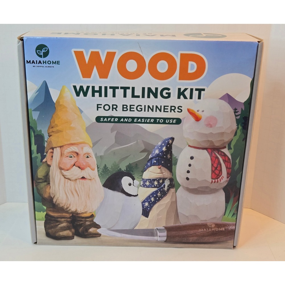 Maiahome Wood Whittling Kit for Beginners 15 Piece Set with Knives and Blocks